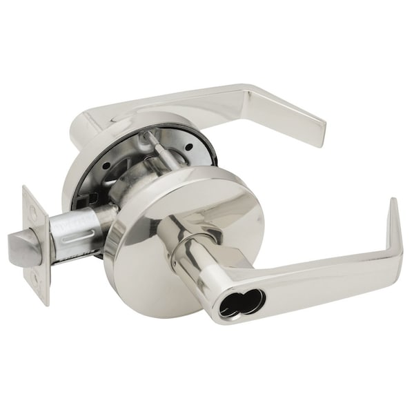 Grade 2 Storeroom Cylindrical Lock, SFIC Prep Less Core, Dane Lever, Standard Rose, Bright Chrome